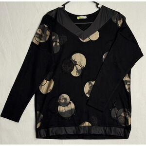 Green Apple‎ Medium Fashion Wear Women's LS Black Beads Faux Leather Stretch